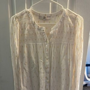 Loft blouse - white and gold - size medium